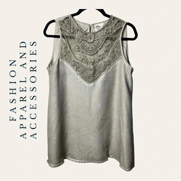 1271. Fashion APPAREL AND ACCESSORIES BLOUSE SLEEVELESS FAUX SUEDE W/ LACE - Picture 2 of 11
